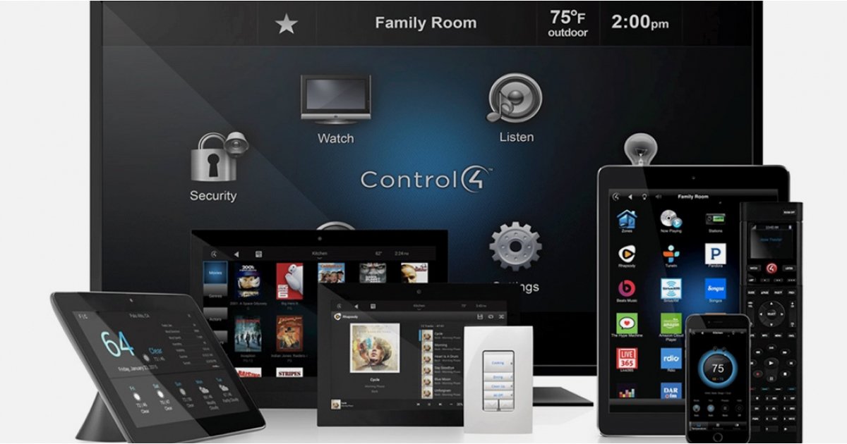 Control4 Dim switch, phone and tablet app, remote, 10" touchscreen